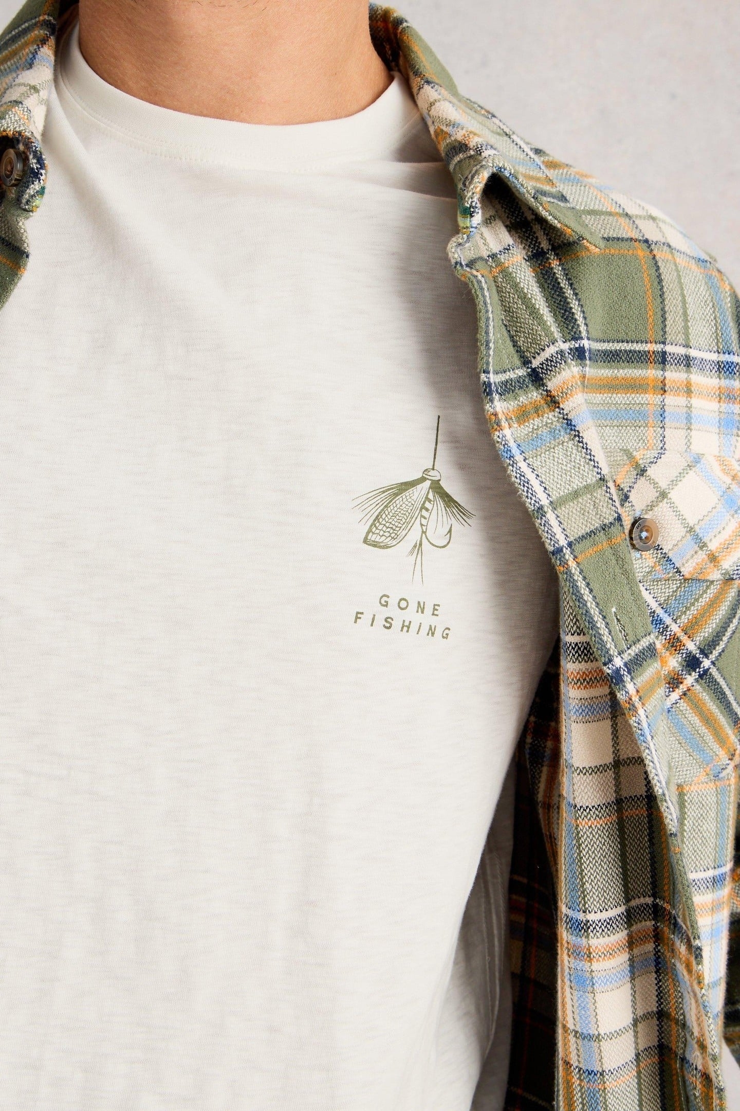 ABERSOCH GRAPHIC GONE FISHING WHITE PRINT 6