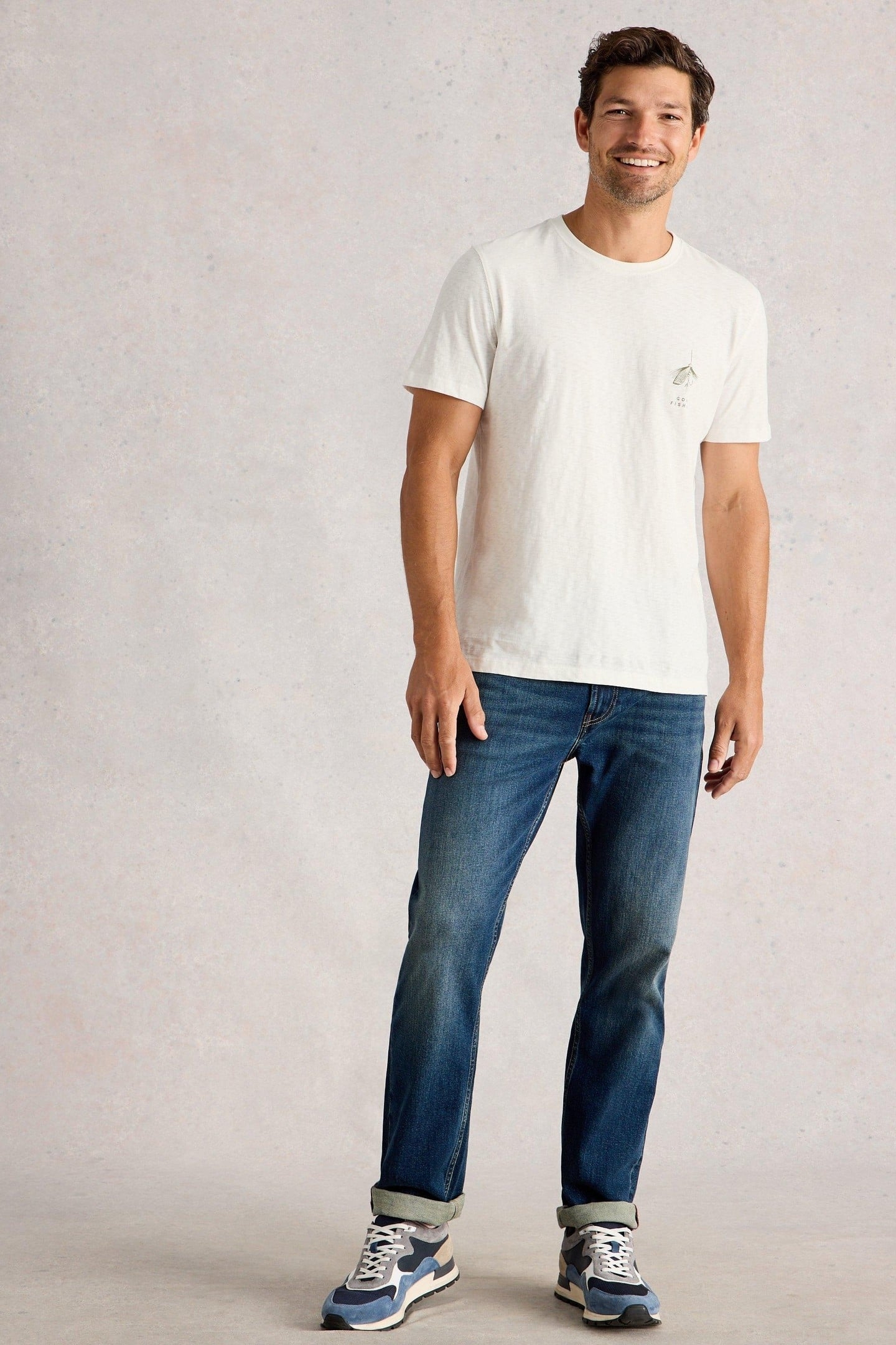 ABERSOCH GRAPHIC GONE FISHING WHITE PRINT 2