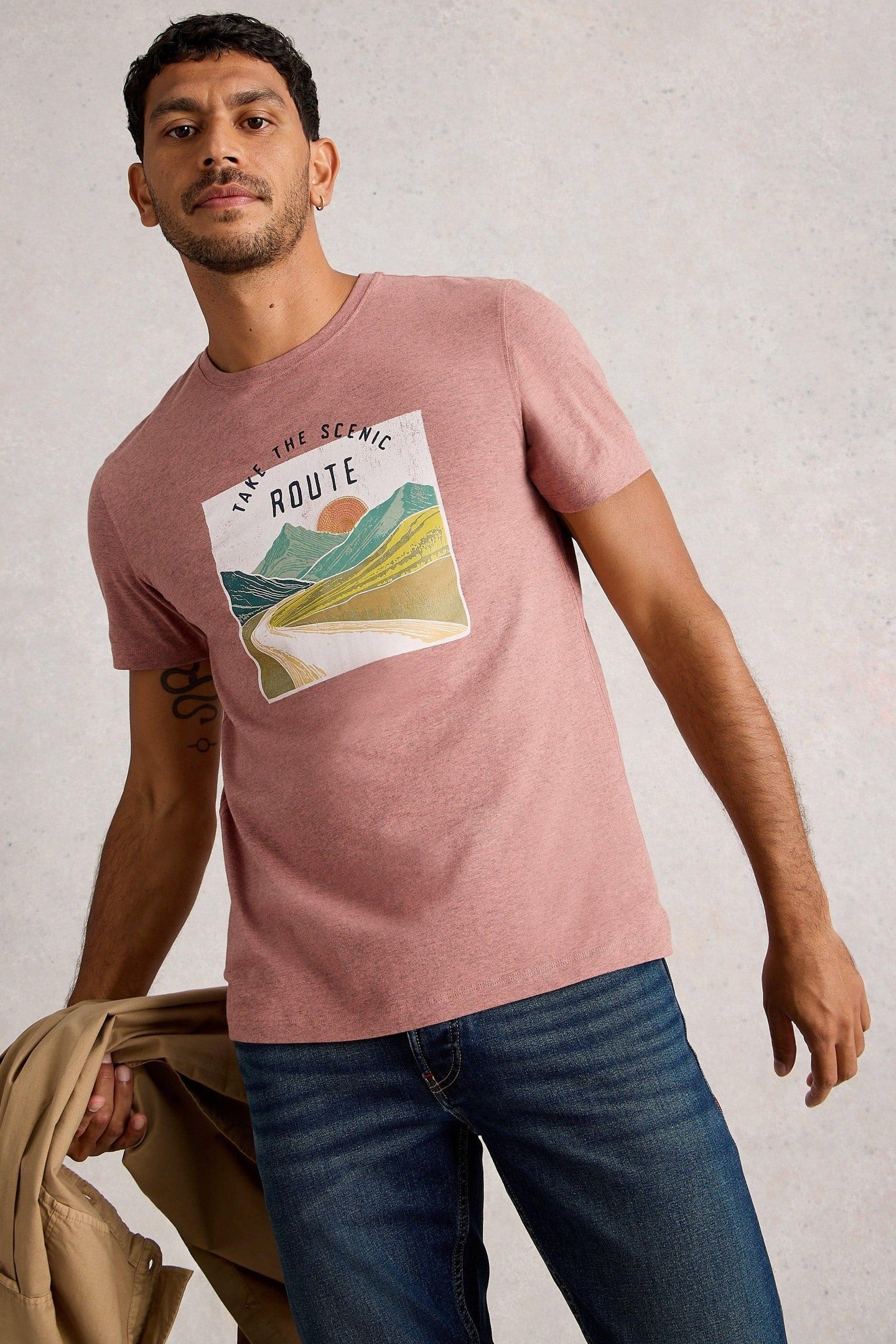 ABERSOCH GRAPHIC SCENE BIKE PINK PRINT 1